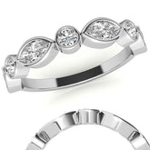 Round and Marquise Bezel Moissanite Stackable Band