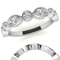 Round and Marquise Bezel Moissanite Stackable Band