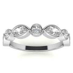 Round and Marquise Bezel Moissanite Stackable Band