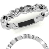 Round Floral Leaf Design Moissanite Stackable Band