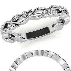 Natured Inspired Round Brilliant Moissanite Stackable Band