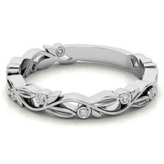 Natured Inspired Round Brilliant Moissanite Stackable Band