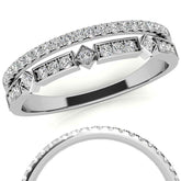 Double Row Geometric Moissanite Stackable Band