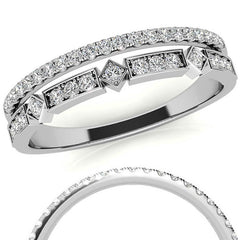 Double Row Geometric Moissanite Stackable Band