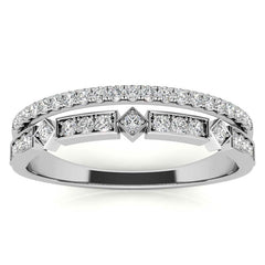 Double Row Geometric Moissanite Stackable Band