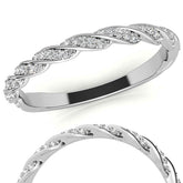 Round Twisted Design Moissanite Stackable Band