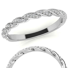 Round Twisted Design Moissanite Stackable Band