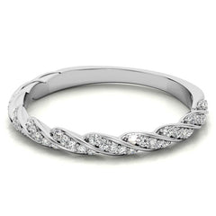Round Twisted Design Moissanite Stackable Band