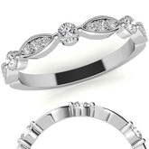 Scallop Design Round Brilliant Moissanite Stackable Band