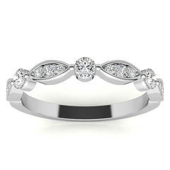 Scallop Design Round Brilliant Moissanite Stackable Band