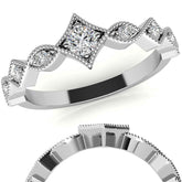 Milgrain Accented Moissanite Stackable Band