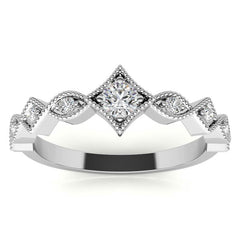 Milgrain Accented Moissanite Stackable Band