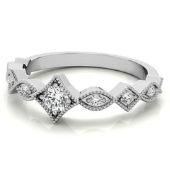 Milgrain Accented Moissanite Stackable Band