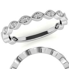 Round Scalloped Band Moissanite Stackable Band with Milgrain