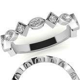 Round and Marquise Geometric Moissanite Stackable Band