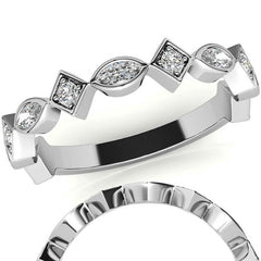 Round and Marquise Geometric Moissanite Stackable Band