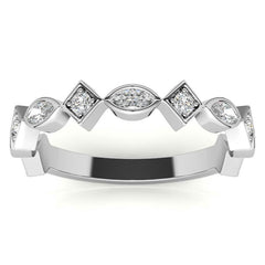 Round and Marquise Geometric Moissanite Stackable Band