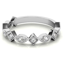 Round and Marquise Geometric Moissanite Stackable Band