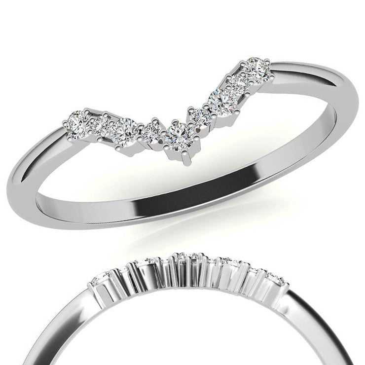 Round Curved Moissanite Stackable Band