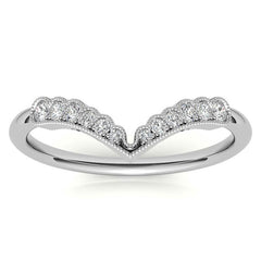 Graduated V-Shaped Stackable Band with Milgrain