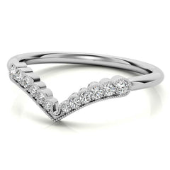 Graduated V-Shaped Stackable Band with Milgrain