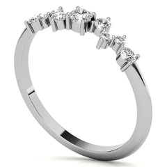 Petite Round Zig-Zag Pattern Moissanite Stackable Ring