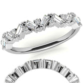 Round and Baguette Moissanite Stackable Band