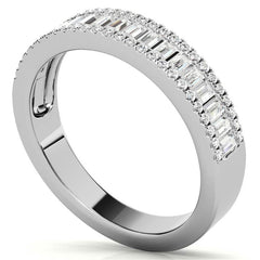Round and Baguette Diamond Stackable Band