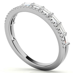 Double Row Round and Baguette Moissanite Stackable Band