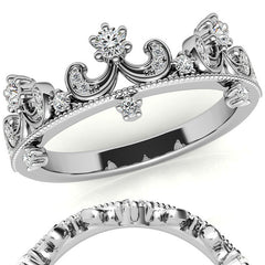 Tiara Design Round Brilliant Moissanite Stackable Band