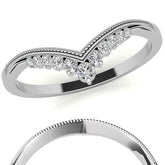 V-Shaped Contoured Stackable Moissanite Wedding Band