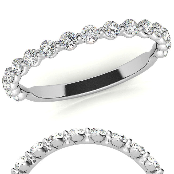 Round Single Shared Prong Diamond Stackable Band
