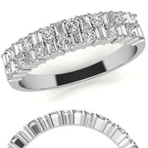 Round and Baguette Lab Grown Diamond Double Row Stackable Band