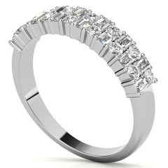 Round and Baguette Lab Grown Diamond Double Row Stackable Band