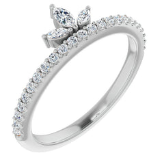 Marquise and Round Crown Inspired Moissanite Stackable Band