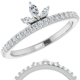 Marquise and Round Crown Inspired Moissanite Stackable Band