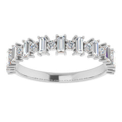Round Alternating Moissanite Stackable Band