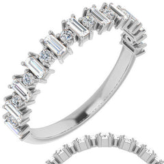 Round Alternating Moissanite Stackable Band