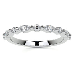 4x2mm Marquise and Round Single Shared Prong Diamond Stackable Band