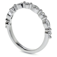 4x2mm Marquise and Round Single Shared Prong Diamond Stackable Band