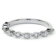 4x2mm Marquise and Round Single Shared Prong Diamond Stackable Band
