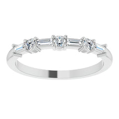 Baguette and Round Lab Diamond Stackable Band
