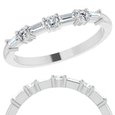 Baguette and Round Lab Diamond Stackable Band