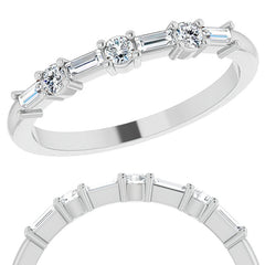 Baguette and Round Lab Diamond Stackable Band