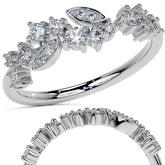 Unique Round and Marquise Shaped Moissanite Stackable Band