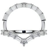 Round and Baguette V-Shape Moissanite Stackable Band