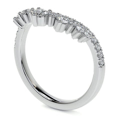 Curved Round Brilliant Moissanite Stackable Band