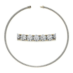 4-Prong 3mm Round Brilliant Moissanite Tennis Necklace 12.5ct-15.7ct