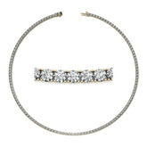 4-Prong 3mm Round Brilliant Moissanite Tennis Necklace 12.5ct-15.7ct