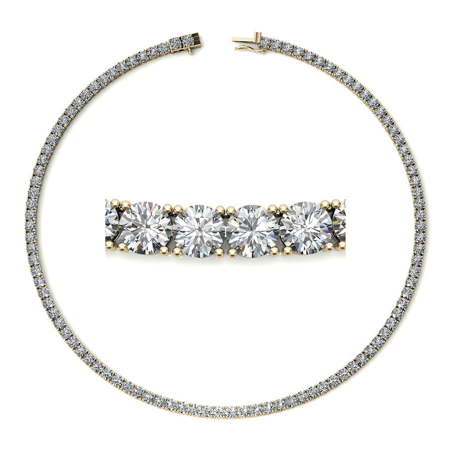 4-Prong 4mm Round Brilliant Moissanite Tennis Necklace 23.25ct - 29.25ct